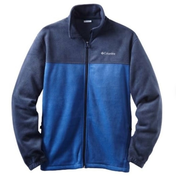 Columbia Large Two Tone Blue Fleece Zip-Up Sweater Jacket Size Large - Picture 14 of 14